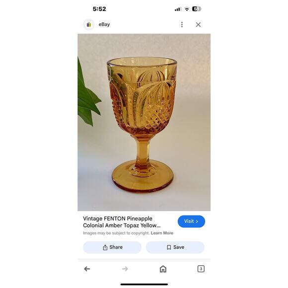 Vintage Fenton New England Colonial Pineapple Water Goblet 8 oz  No‎ chips - Picture 4 of 4